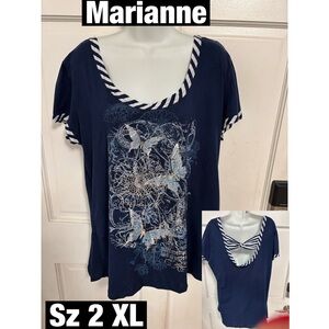 Marianne Navy Blue Women's Plus size Tunic Top‎
